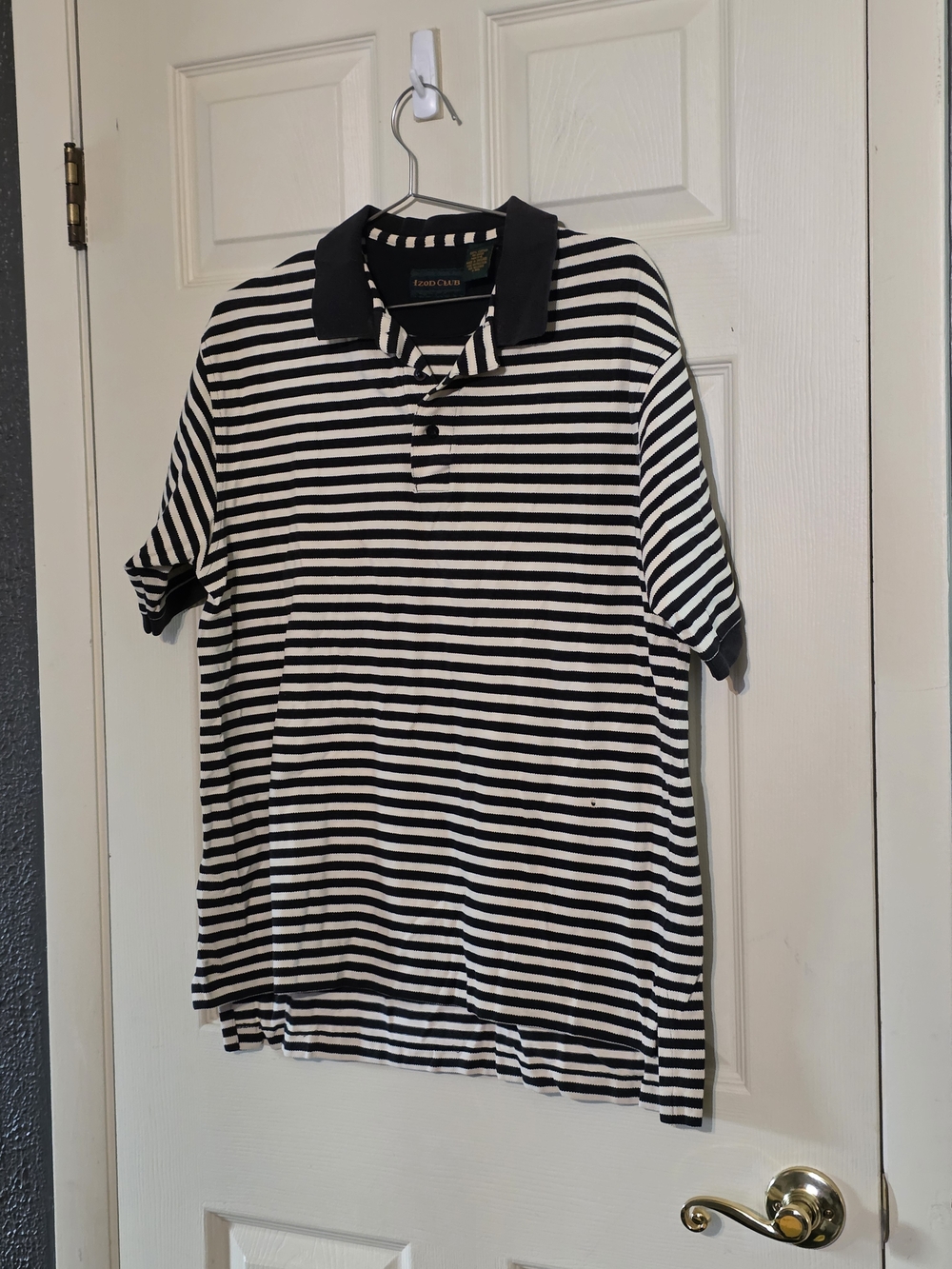 Izod Club Vintage Black and White Striped Polo